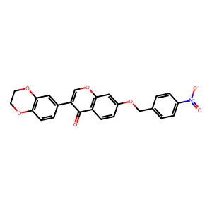 3-(2,3-dihydrobenzo[b][1,4]dioxin-6-yl)-7-((4-nitrobenzyl)oxy)-4H-chromen-4-one structure