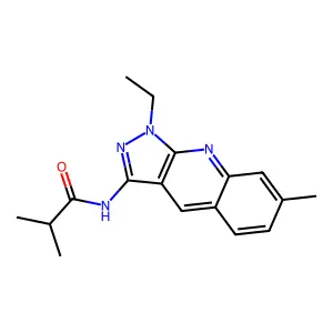 N-(1-ethyl-7-methylpyrazolo[3,4-b]quinolin-3-yl)-2-methylpropanamide structure