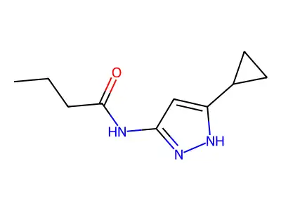 N-(5-cyclopropyl-1H-pyrazol-3-yl)butanamide structure