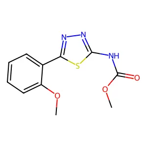 N-[5-(2-methoxyphenyl)-1,3,4-thiadiazol-2-yl]carbamic acid methyl ester structure