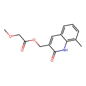 (8-methyl-2-oxo-1H-quinolin-3-yl)methyl 2-methoxyacetate structure
