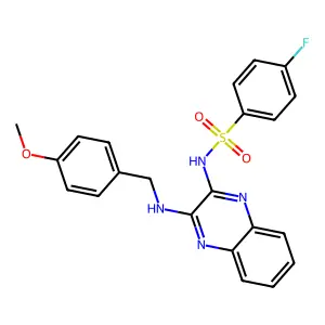 4-fluoro-N-(3-((4-methoxybenzyl)amino)quinoxalin-2-yl)benzenesulfonamide structure
