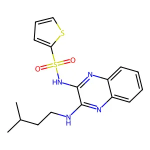 N-[3-(3-methylbutylamino)quinoxalin-2-yl]thiophene-2-sulfonamide structure
