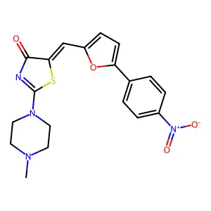 (5Z)-2-(4-methylpiperazin-1-yl)-5-[[5-(4-nitrophenyl)furan-2-yl]methylidene]-1,3-thiazol-4-one structure