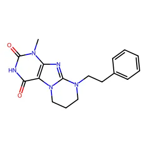 1-methyl-9-phenethyl-7,8-dihydro-6H-purino[7,8-a]pyrimidine-2,4-quinone structure