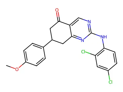 2-((2,4-dichlorophenyl)amino)-7-(4-methoxyphenyl)-7,8-dihydroquinazolin-5(6H)-one structure