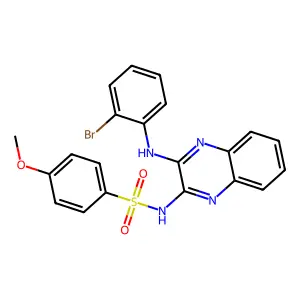 N-[3-(2-bromoanilino)-2-quinoxalinyl]-4-methoxybenzenesulfonamide structure
