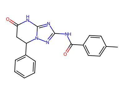 4-methyl-N-(5-oxo-7-phenyl-3,5,6,7-tetrahydro[1,2,4]triazolo[1,5-a]pyrimidin-2-yl)benzamide structure