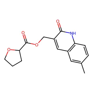 (6-methyl-2-oxo-1H-quinolin-3-yl)methyl oxolane-2-carboxylate structure