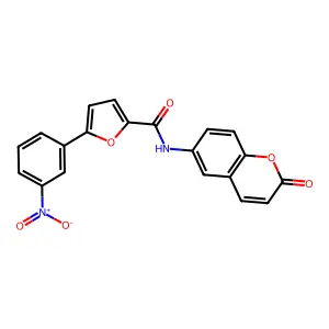 5-(3-nitrophenyl)-N-(2-oxochromen-6-yl)furan-2-carboxamide structure
