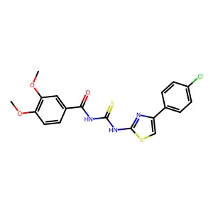 N-[[4-(4-chlorophenyl)-1,3-thiazol-2-yl]carbamothioyl]-3,4-dimethoxybenzamide structure