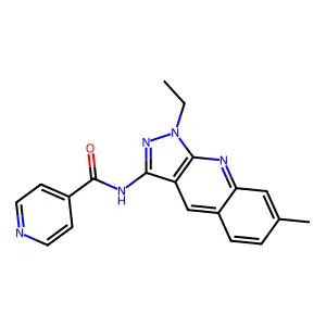 N-(1-ethyl-7-methylpyrazolo[3,4-b]quinolin-3-yl)pyridine-4-carboxamide structure