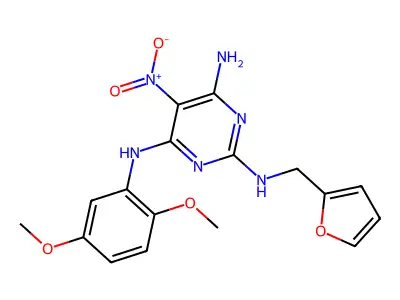 N'-(2,5-Dimethoxy-phenyl)-N-furan-2-ylmethyl-5-nitro-pyrimidine-2,4,6-triamine structure