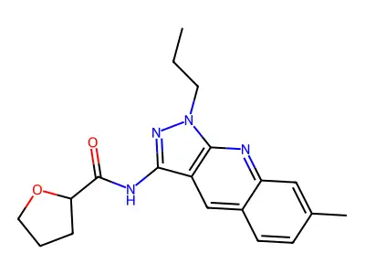 N-(7-methyl-1-propylpyrazolo[3,4-b]quinolin-3-yl)oxolane-2-carboxamide structure
