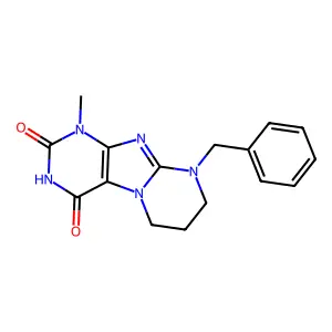 9-benzyl-1-methyl-7,8-dihydro-6H-purino[7,8-a]pyrimidine-2,4-dione structure