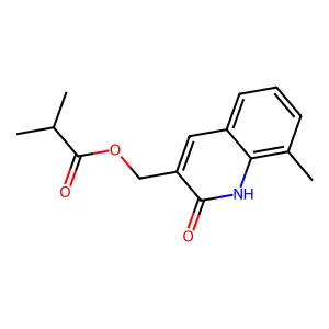 (8-methyl-2-oxo-1H-quinolin-3-yl)methyl 2-methylpropanoate structure