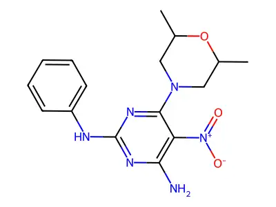 6-(2,6-dimethylmorpholin-4-yl)-5-nitro-2-N-phenylpyrimidine-2,4-diamine structure