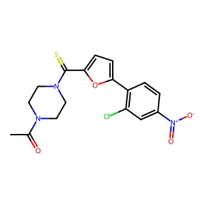 1-(4-(5-(2-Chloro-4-nitrophenyl)furan-2-carbonothioyl)piperazin-1-yl)ethanone structure