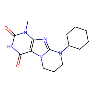 9-cyclohexyl-1-methyl-7,8-dihydro-6H-purino[7,8-a]pyrimidine-2,4-dione structure