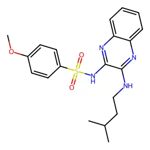 4-methoxy-N-{3-[(3-methylbutyl)amino]quinoxalin-2-yl}benzenesulfonamide structure