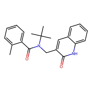 N-tert-butyl-2-methyl-N-[(2-oxo-1H-quinolin-3-yl)methyl]benzamide structure