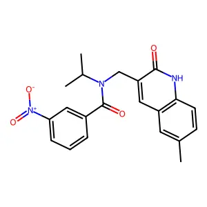 N-[(6-methyl-2-oxo-1H-quinolin-3-yl)methyl]-3-nitro-N-propan-2-ylbenzamide structure