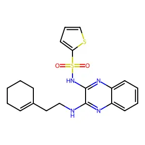N-[3-[2-(cyclohexen-1-yl)ethylamino]quinoxalin-2-yl]thiophene-2-sulfonamide structure