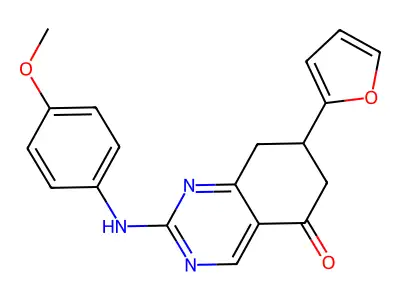 7-(2-furyl)-2-[(4-methoxyphenyl)amino]-7,8-dihydroquinazolin-5(6H)-one structure