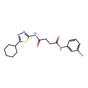 N1-(3-bromophenyl)-N4-(5-cyclohexyl-1,3,4-thiadiazol-2-yl)succinamide structure