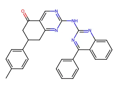 7-(4-methylphenyl)-2-[(4-phenylquinazolin-2-yl)amino]-7,8-dihydroquinazolin-5(6H)-one structure