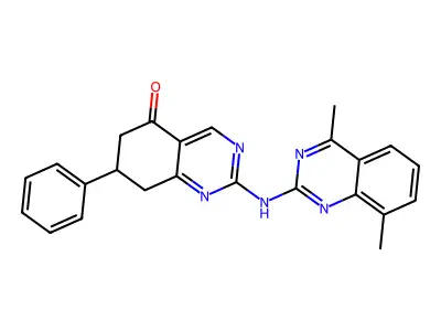 2-[(4,8-dimethylquinazolin-2-yl)amino]-7-phenyl-7,8-dihydroquinazolin-5(6H)-one structure