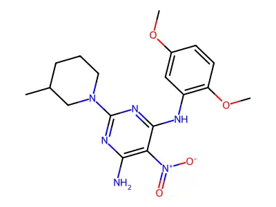 N4-(2,5-dimethoxyphenyl)-2-(3-methylpiperidin-1-yl)-5-nitropyrimidine-4,6-diamine structure