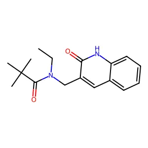 N-ethyl-2,2-dimethyl-N-[(2-oxo-1H-quinolin-3-yl)methyl]propanamide structure