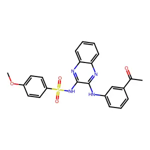 N-(3-((3-acetylphenyl)amino)quinoxalin-2-yl)-4-methoxybenzenesulfonamide structure