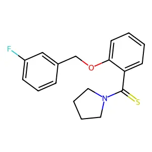 {2-[(3-Fluorobenzyl)oxy]phenyl}(pyrrolidin-1-yl)methanethione structure
