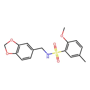 N-[(2H-1,3-benzodioxol-5-yl)methyl]-2-methoxy-5-methylbenzene-1-sulfonamide structure