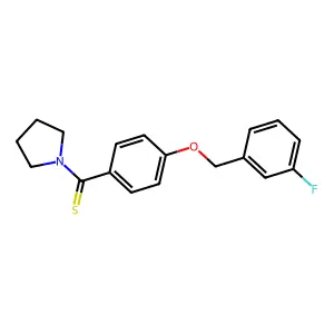 {4-[(3-Fluorobenzyl)oxy]phenyl}(pyrrolidin-1-yl)methanethione structure