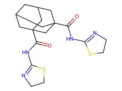 1-N,3-N-bis(4,5-dihydro-1,3-thiazol-2-yl)adamantane-1,3-dicarboxamide structure