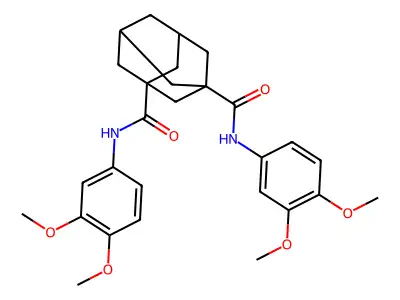 1-N,3-N-bis(3,4-dimethoxyphenyl)adamantane-1,3-dicarboxamide structure