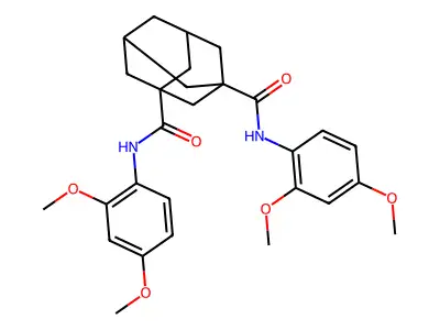 1-N,3-N-bis(2,4-dimethoxyphenyl)adamantane-1,3-dicarboxamide structure