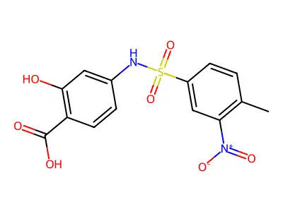 2-Hydroxy-4-{[(4-methyl-3-nitrophenyl)sulfonyl]amino}benzoic acid structure