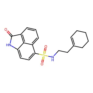 N-[2-(1-cyclohexen-1-yl)ethyl]-2-oxo-1,2-dihydrobenzo[cd]indole-6-sulfonamide structure