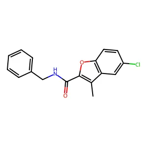 N-benzyl-5-chloro-3-methyl-1-benzofuran-2-carboxamide structure