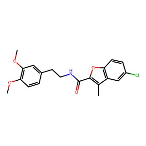 5-chloro-N-[2-(3,4-dimethoxyphenyl)ethyl]-3-methyl-1-benzofuran-2-carboxamide structure