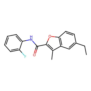 5-ethyl-N-(2-fluorophenyl)-3-methyl-1-benzofuran-2-carboxamide structure