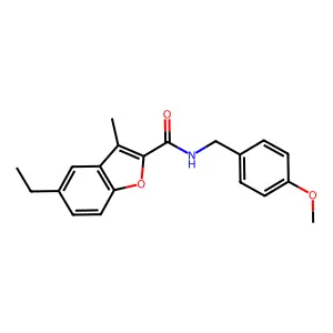 5-ethyl-N-[(4-methoxyphenyl)methyl]-3-methyl-1-benzofuran-2-carboxamide structure