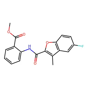 Methyl 2-{[(5-fluoro-3-methyl-1-benzofuran-2-yl)carbonyl]amino}benzoate structure