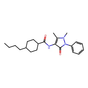 4-butyl-N-(1,5-dimethyl-3-oxo-2-phenyl-2,3-dihydro-1H-pyrazol-4-yl)cyclohexanecarboxamide structure