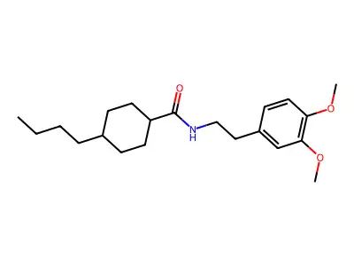 4-butyl-N-[2-(3,4-dimethoxyphenyl)ethyl]cyclohexanecarboxamide structure