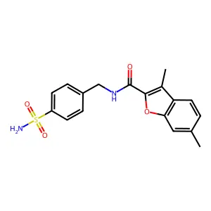 N-[4-(aminosulfonyl)benzyl]-3,6-dimethyl-1-benzofuran-2-carboxamide structure